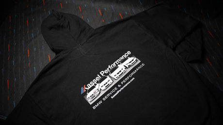 Black Kassel Performance service hoodie included in the hoodie and E30 M3 bottle bundle